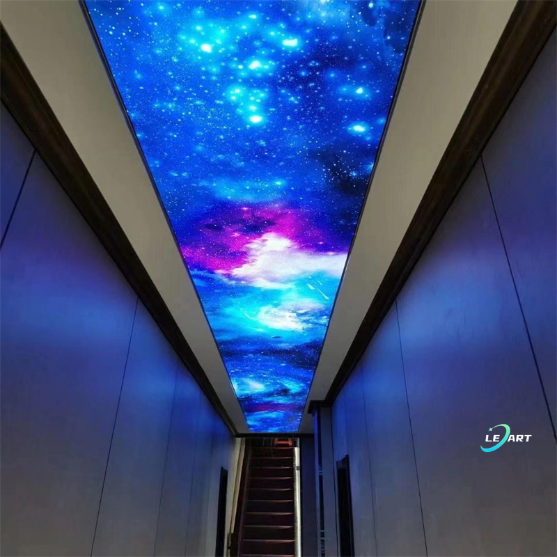 LeArt Ceiling Decoration Transparent Foil Pvc 3d False Ceiling Cover for Luxury Lounge Lobby Decorative