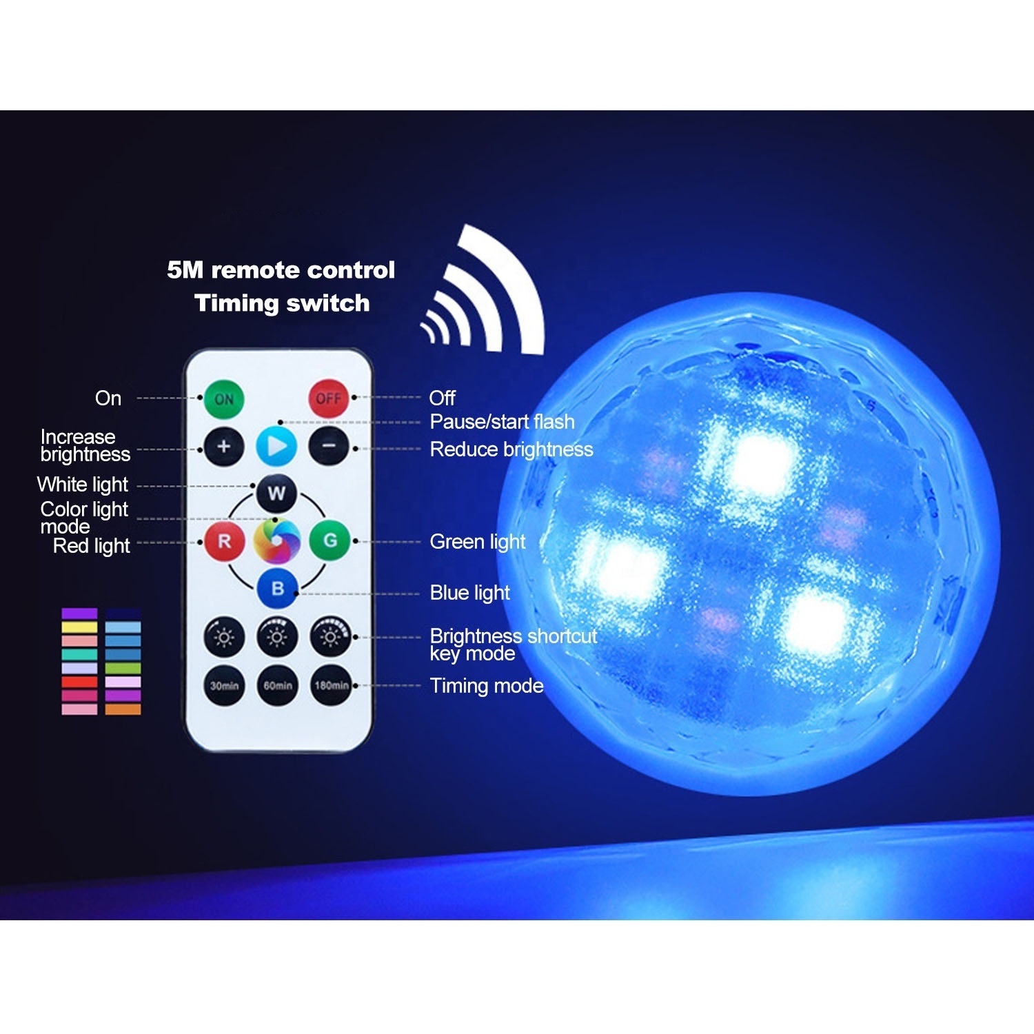 Top Fashion RGB Charging Multi-Color LED Wall Light Authentic Remote Control Switch Adjustable Function Small Night Light With