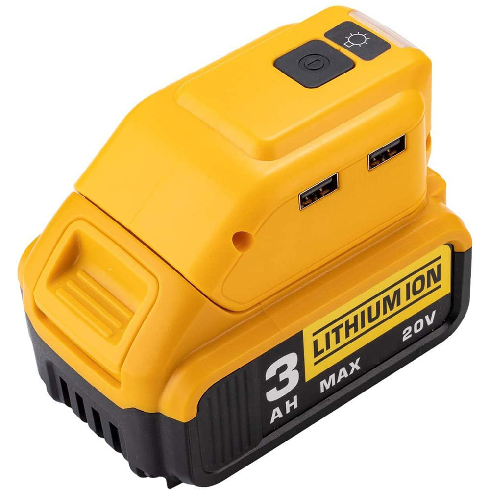 Power source Battery Adapter DCB090 A901 for Dewalt 14.4V/18V Battery USB Charger With 3W Work Light