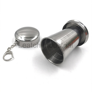 Leatchliving Stainless Steel Travel Folding Cup Portable With Keychain Folding Retractable Cup