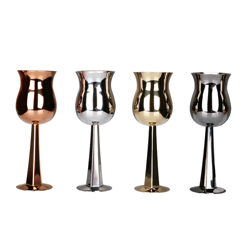 Wholesale Wine Glasses Metal Wine Glass Goblet Custom Stainless Steel Flutes Goblets