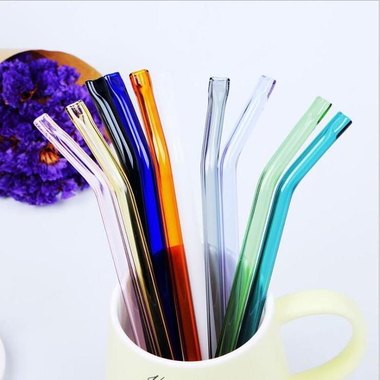 Leatchliving flat mouth bent glass straw