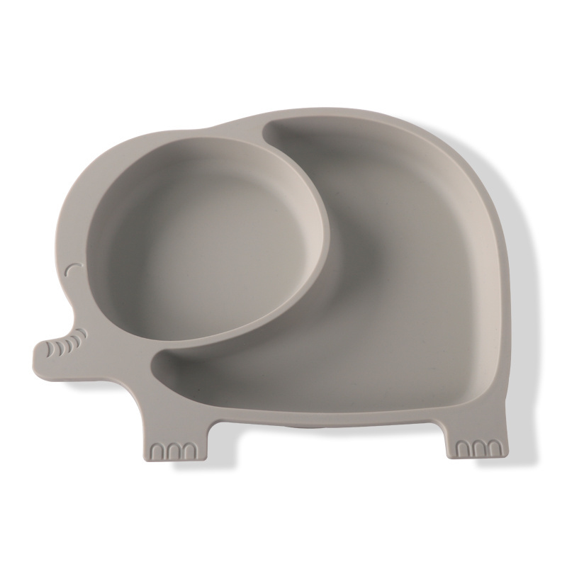 Leatchliving Amazon Top Seller 2022 Elephant Shaped Silicone Plate for Kids Baby Silicone Plate With Sucker At The Bottom