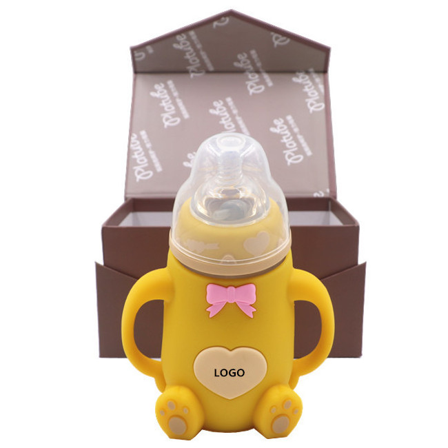 Leatch BPA Free 100% Food Grade manufacturers 16oz smart hands free baby silicone milk feeding baby bottle