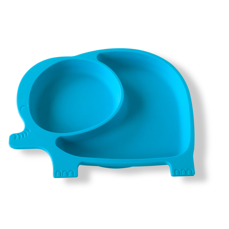 Leatchliving Amazon Top Seller 2022 Elephant Shaped Silicone Plate for Kids Baby Silicone Plate With Sucker At The Bottom