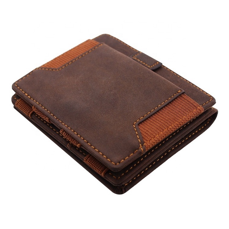 Thin Minimalist Leather Coin Purse Men's  Wallet With Elastic Zipper Wallet Card Holder  elastic band wallet