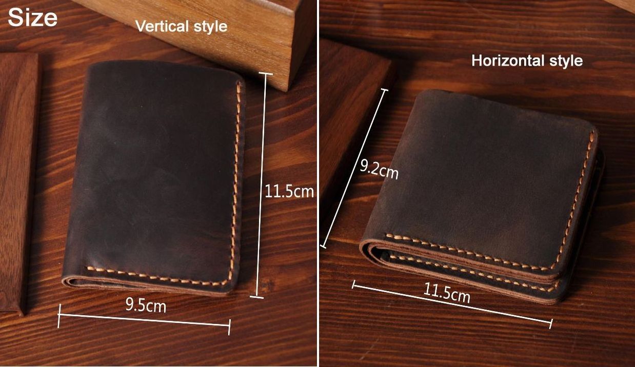 Simple Style Handmade Crazy Horse Real Leather Men Short Bifold Wallet Cowhide Genuine Leather Wallet