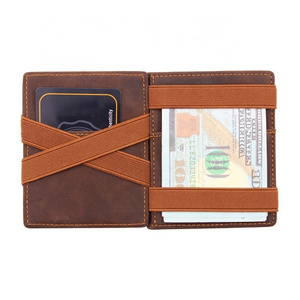 Thin Minimalist Leather Coin Purse Men's  Wallet With Elastic Zipper Wallet Card Holder  elastic band wallet