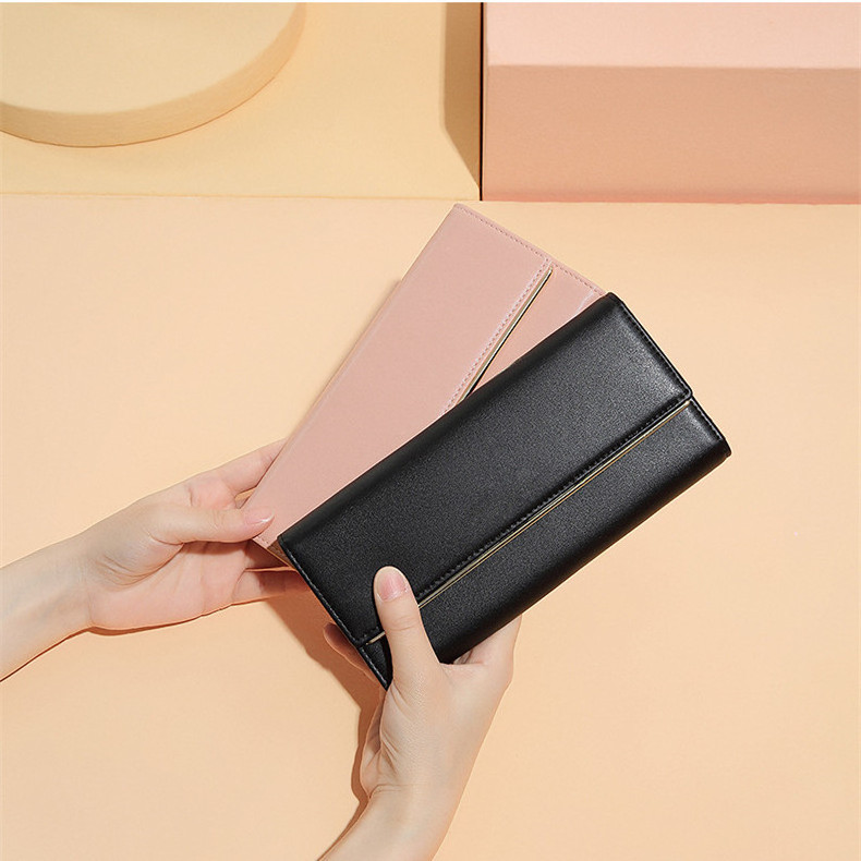 Ladies Wallet  Design Latest Clutch Genuine leather Ladies Purse Metal Frame Trifold Women Wallet