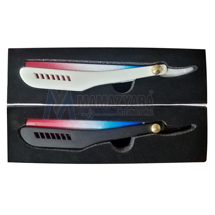 New Stylish Stainless Steel Replaceable Blade Swing Lock Barber Straight Razor With Box Plastic Handle Razor Knife