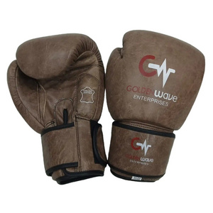 New high quality genuine leather goldenwave winning training sparing gym bag hot selling boxing gloves