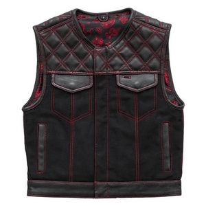 Hot Selling Men's Hunt Club Leather Builder Green Double Diamond Quilted Motorcycle Volt Biker Vest Leather vest