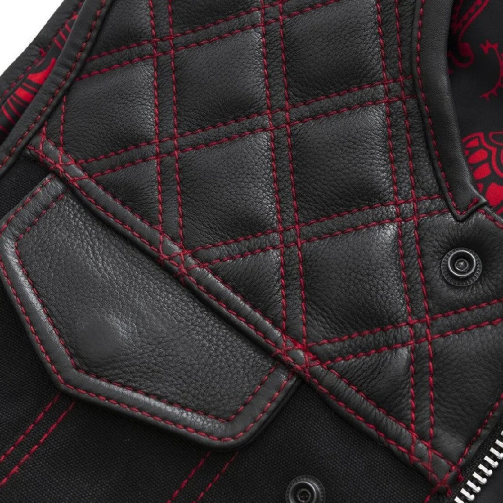 Hot Selling Men's Hunt Club Leather Builder Green Double Diamond Quilted Motorcycle Volt Biker Vest Leather vest