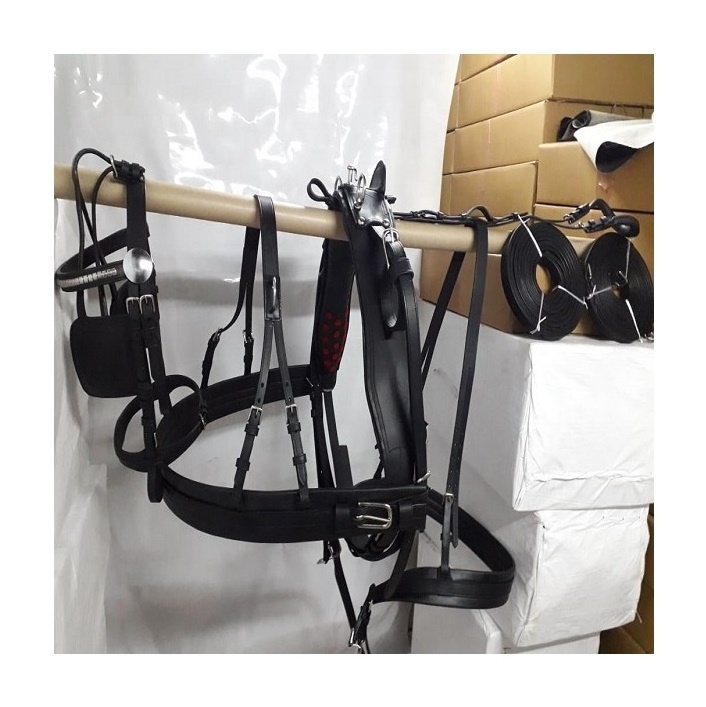 Premium Black Drum Dyed Leather Horse Harness Set Suppliers Horse Saddle Racing & Riding