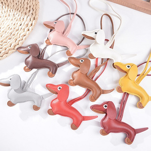 leather dachshund hand strap bag charm pu animal puppy doll charm small gift accessories wallet hanging ornaments