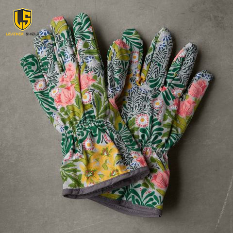 New Arrived High Performance beautiful Printed cut proof Gardening Gloves by Leather Shield