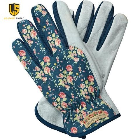 New Arrived High Performance beautiful Printed cut proof Gardening Gloves by Leather Shield