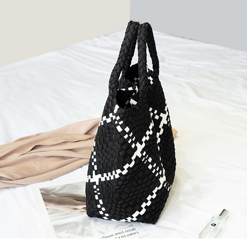 2023 designer customized diving cloth woven neoprene mother-daughter bag waterproof handbag beach woven handmade handbag