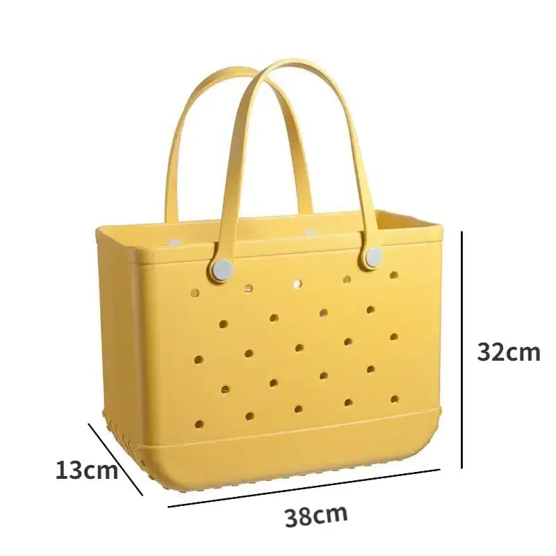 Custom Holes Summer Handbag Rubber Totes PVC Fashion Large Capacity EVA Plastic Bog Beach Silicone Bag