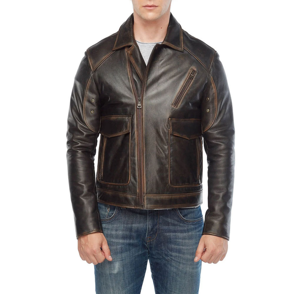 Streetwear Male Men Leather Jacket For Biker 2024 New Stylish OEM Service Men Leather Jackets For Sale