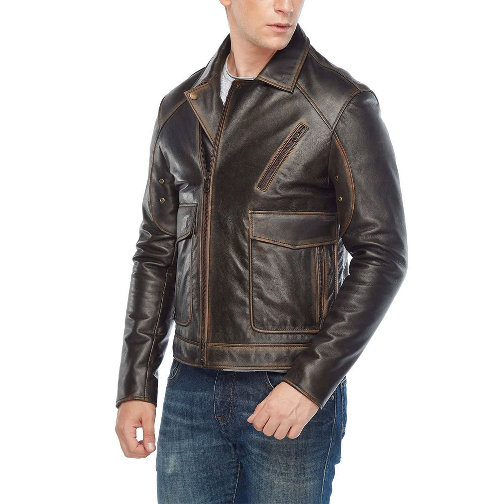 Streetwear Male Men Leather Jacket For Biker 2024 New Stylish OEM Service Men Leather Jackets For Sale