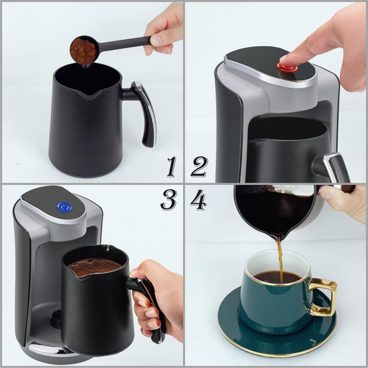 LEAZO Customized medium and high quality coffee pot temperature probe automatic power off anti-dry heat touch screen button