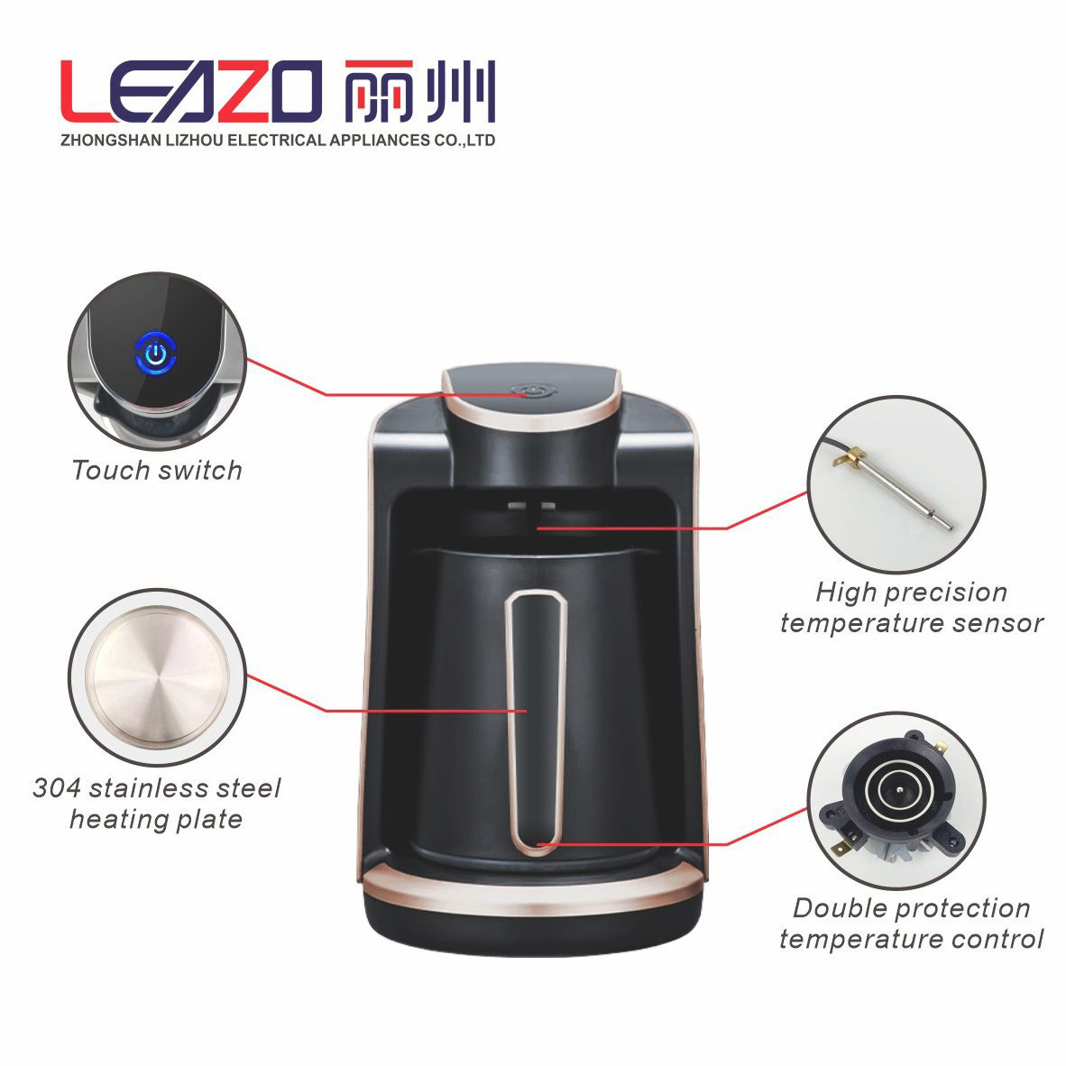 LEAZO Customized Portable Self Serve Coffee Maker Machine Kahve Makinesi Cafetera Electric Turkish Coffee Maker