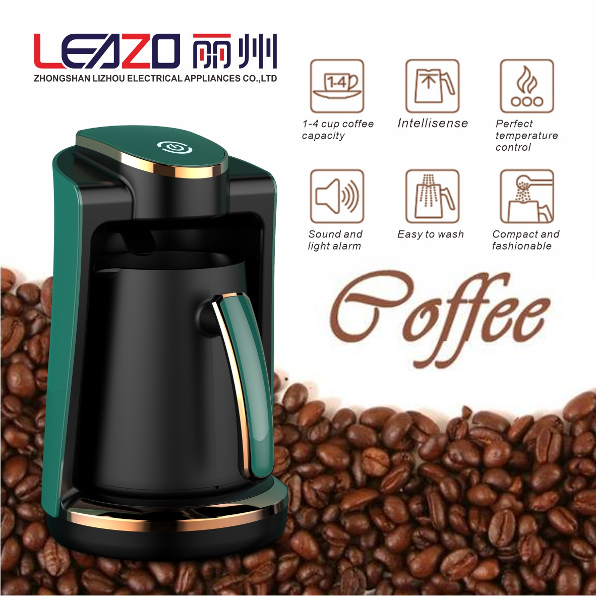 Leazo Customized Professional Office Electric Coffee Maker Single Serve Portable Turkish Coffee Maker Machine