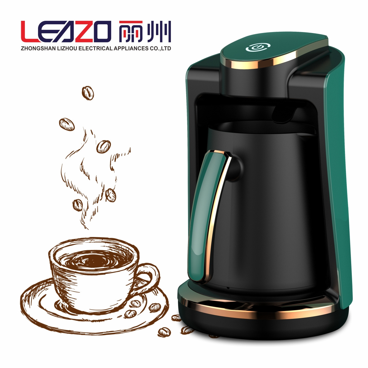 Leazo Customized Mini Turkish Coffee Maker With Automatic Dry Protection Electric Coffee Pot Food Grade Moka Coffee Kettle