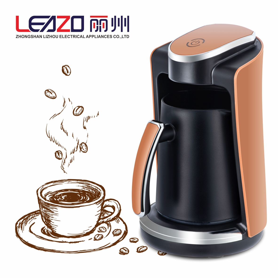 LEAZO Customized 240v Cafetera Portable Stainless Steel Coffee Machine 250ML Turkish Electric Coffee Maker