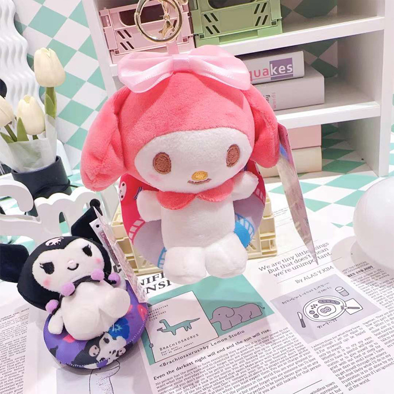 New 11 cm  Melody Kitty Stuffed Plush Doll Cute Cartoon Anime Kuromi keychain accessory Plush Stuffed Hellokitty Plush