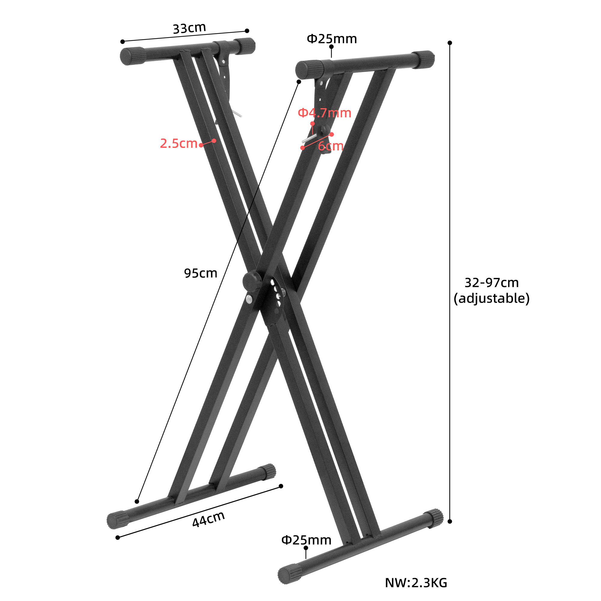 KS-2 Double Musical Keyboard Stand Hot Sell Stand For Electric Piano Performance