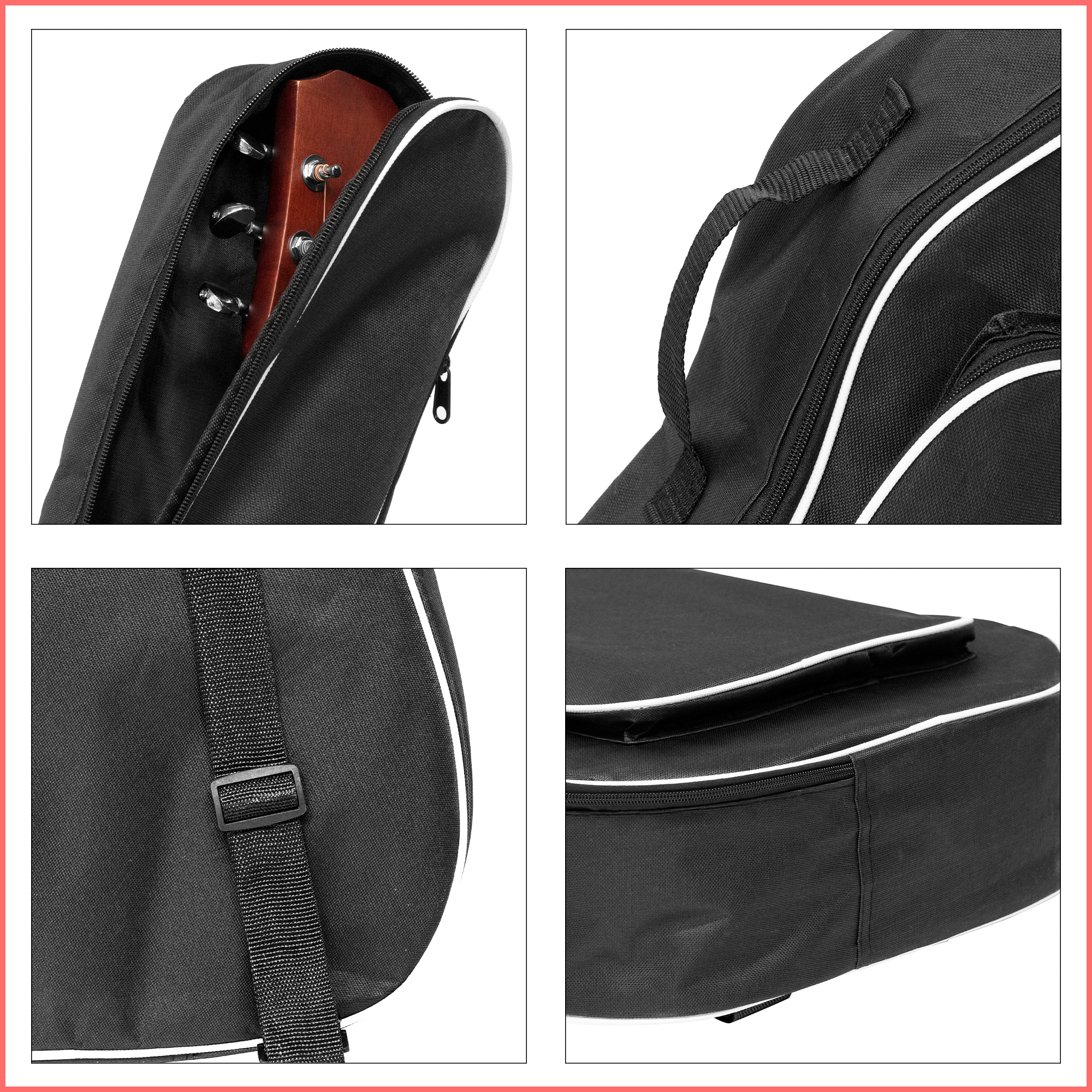 GB-19 41 Inch Acoustic Guitar Bag 0.35 Inch Thick Padding Water Resistant Dual Adjustable Shoulder Strap Guitar Case