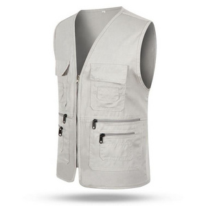 Fishing Men Camera Workwear Polyester Tool Pockets Sleeveless Vest