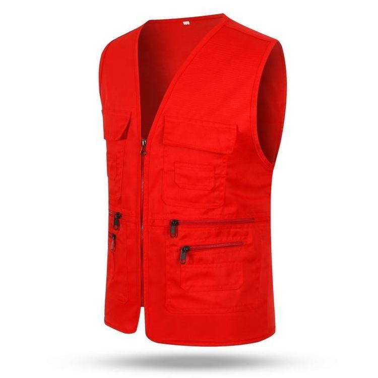 Fishing Men Camera Workwear Polyester Tool Pockets Sleeveless Vest