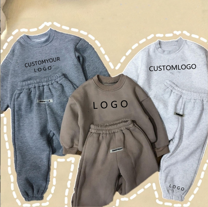 Hot Sale Toddler Boy Suit Clothes 100% Cotton Kids Clothing Fleece Sweatshirt Two Piece Sets