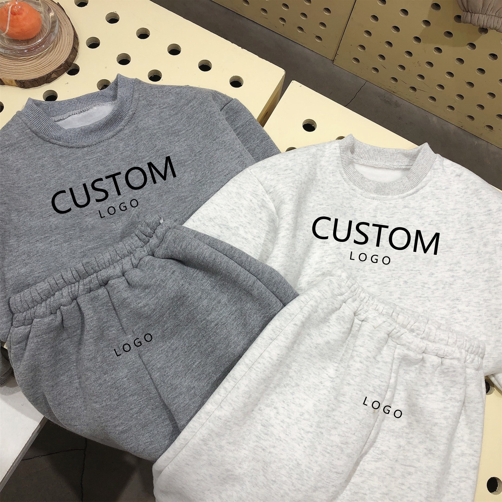 Hot Sale Toddler Boy Suit Clothes 100% Cotton Kids Clothing Fleece Sweatshirt Two Piece Sets