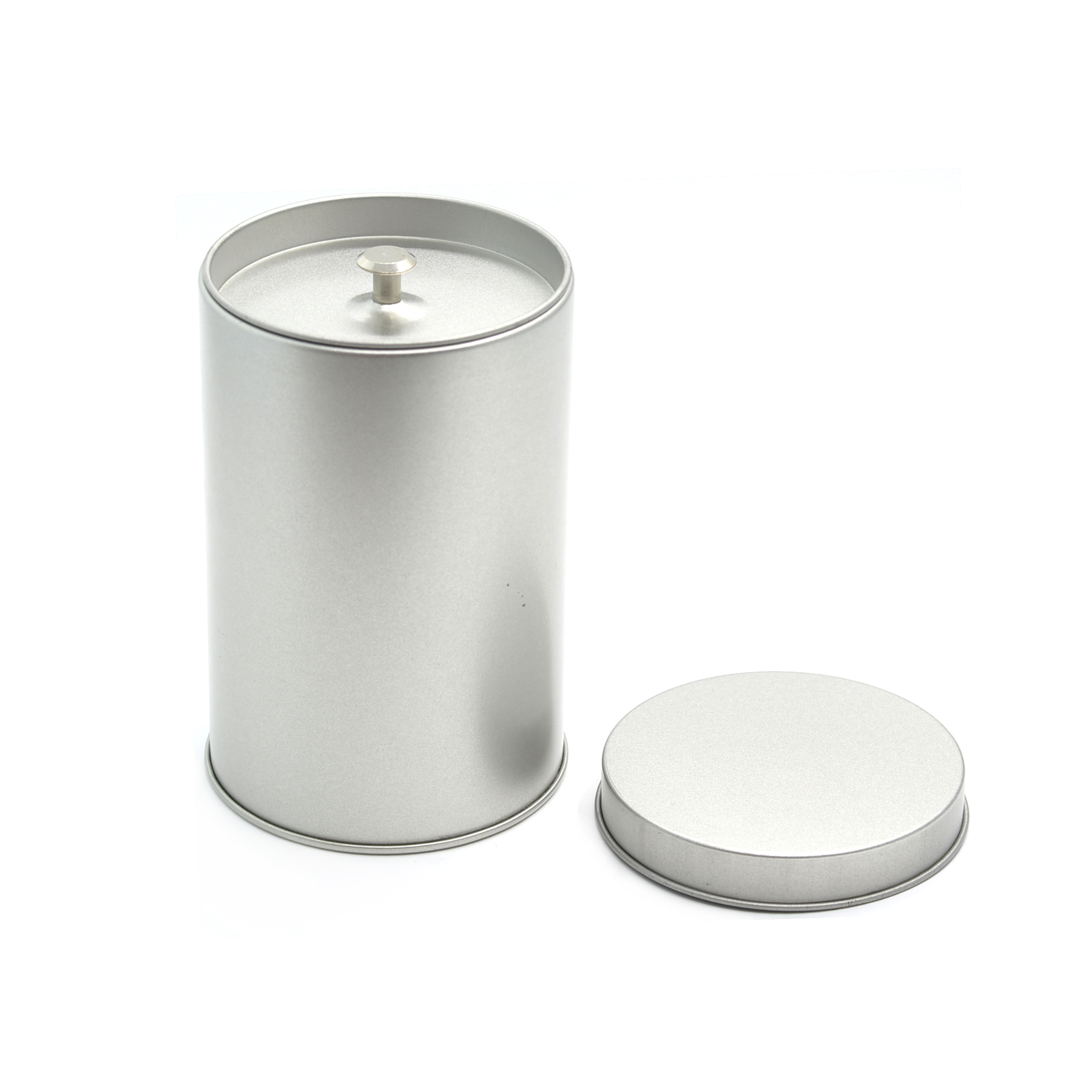 Food Grade Plain Silver Custom Airtight Round Metal Tea Canister Tin Can Coffee Stash Tin Box  With Inner Lid Wholesale