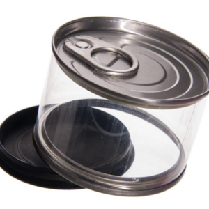 Press In Tuna Cali Cans 3.5g Self Seal Tuna Tins With Black Lids Stash Tins Candy Packing PET Tin Jar With Easy Pull Lid