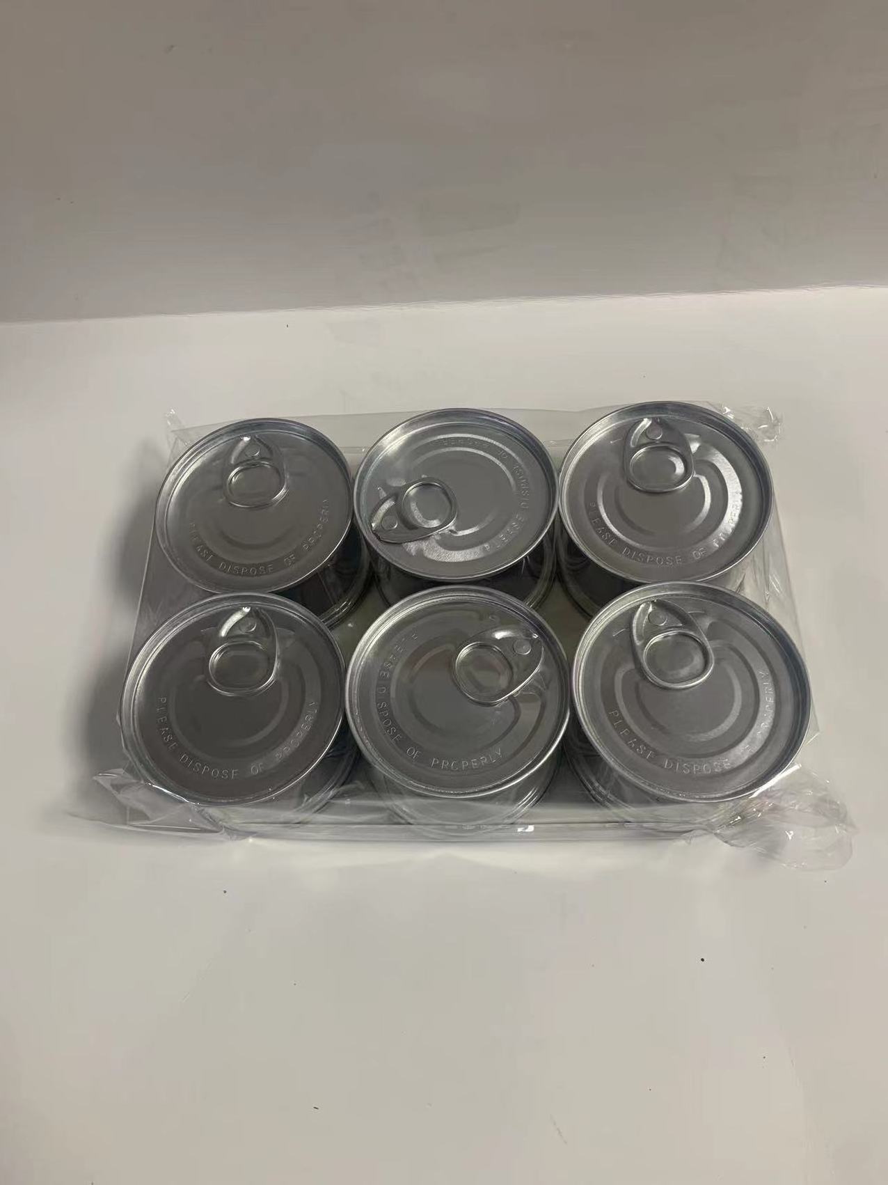 Press In Tuna Cali Cans 3.5g Self Seal Tuna Tins With Black Lids Stash Tins Candy Packing PET Tin Jar With Easy Pull Lid