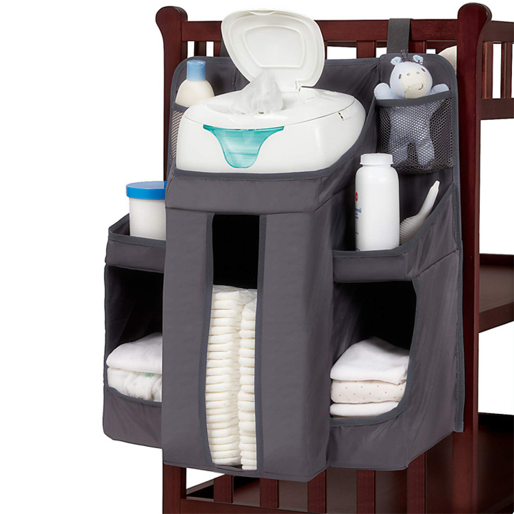 baby crib diaper caddy organizer storage  multipurpose baby bed storage bag diaper clothes hanging organizer for diaper