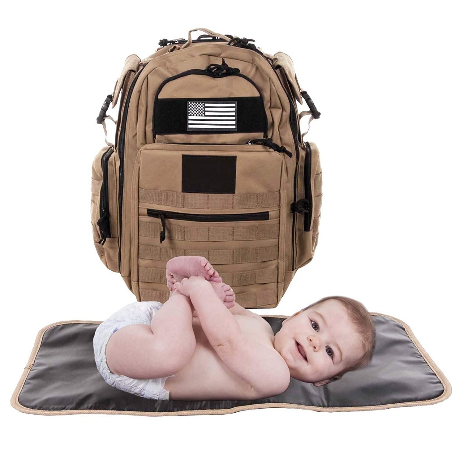 Mans Waterproof Large Capacity Multifunctional Usa Luxury Designer Custom Changing Mat Dad Tactical Baby Backpack Set Diaper Bag