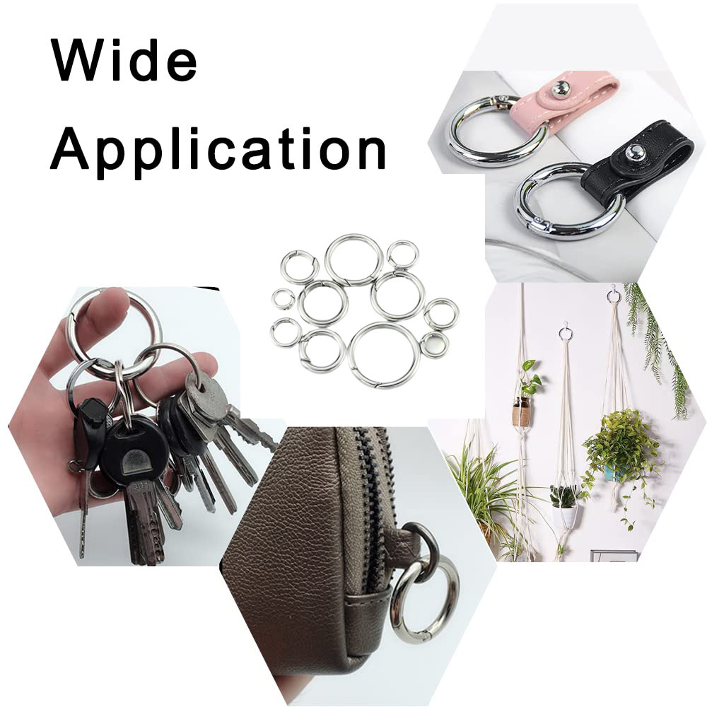 Stainless steel spring o ring trigger round snap buckle keychain, bag hook chain loop carabiner connector for connection