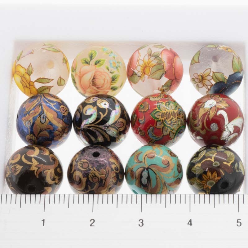 10MM Japanese Hand-Painted Round Bead Handcrafted Beaded DIY Earrings Pendant Cartoon Print Acrylic Decal Beads