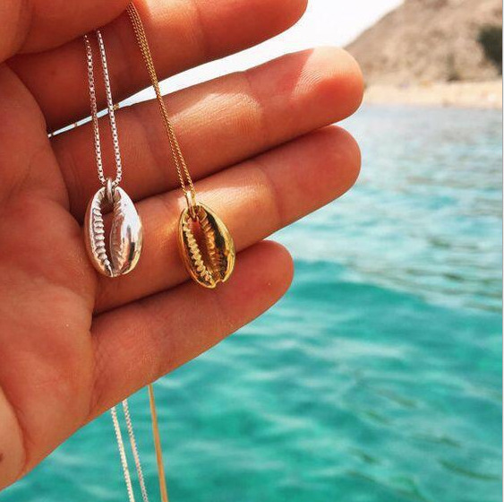 Wholesale Fashion Gold Silver Color Conch Shell Necklace For Women Stainless Steel Seashell Pendant Ocean Beach Boho Jewelry