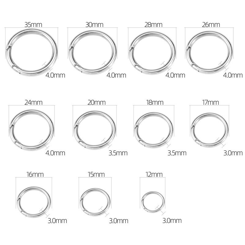 Stainless steel spring o ring trigger round snap buckle keychain, bag hook chain loop carabiner connector for connection