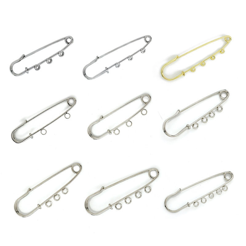 DIY Jewelry Brooch Pin Hoops Stainless Steel Safety Pin with 3 Rings Safety Pin  for Bags, Clothing, Carpet