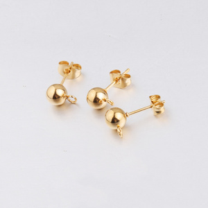 Stainless Steel Ball Stud Earrings Charms with Rings for Handmade Earrings Hook