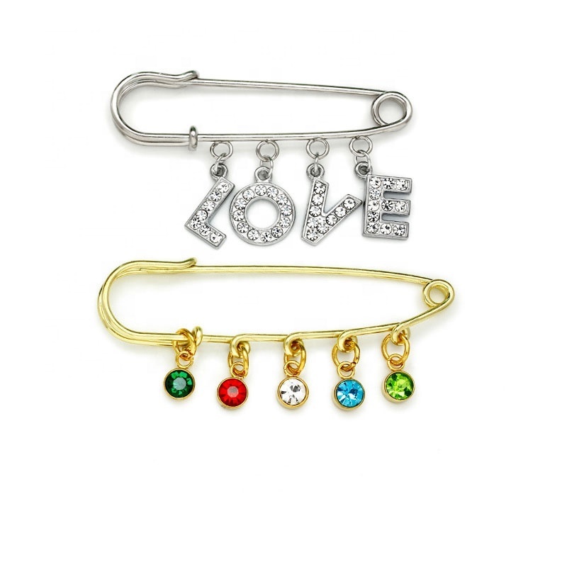 DIY Jewelry Brooch Pin Hoops Stainless Steel Safety Pin with 3 Rings Safety Pin  for Bags, Clothing, Carpet