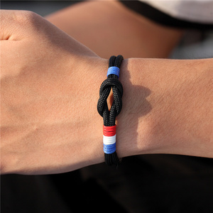 French Flag Sport Camping for Couple bracelet drapeau  Friendship Gifts Braided Nylon Rope Knot Bracelet